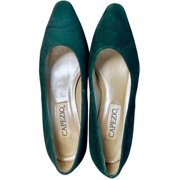 VINTAGE Emerald Green Regency Court Shoe Kitten Block Pump 7.5 Fairy Cottagecore - Picture 4 of 11